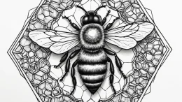 A bee on a honeycomb (is there, but can be cl... - эскиз тату (№1754515126_0, 06.08.2025 21:18) — tattoo-photo.ru