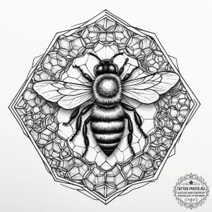 A bee on a honeycomb (is there, but can be cl... - эскиз тату (№1754515126_0, 06.08.2025 21:18) — tattoo-photo.ru