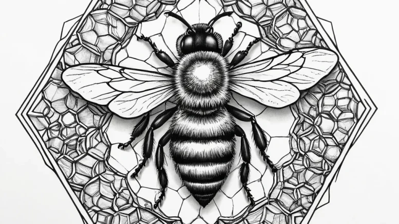 A bee on a honeycomb (is there, but can be cl... - эскиз тату (№1754515126_0, 06.08.2025 21:18) — tattoo-photo.ru