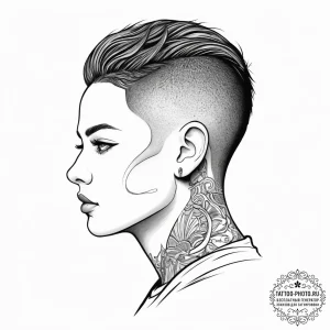 Tattoo sketch a digital warrior's profile, st... - эскиз тату (№1754516122_0, 06.08.2025 21:35) — tattoo-photo.ru