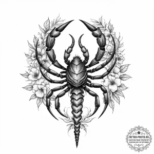 Tattoo design a scorpio scorpion, its body ma... - эскиз тату (№1754516524_0, 06.08.2025 21:42) — tattoo-photo.ru