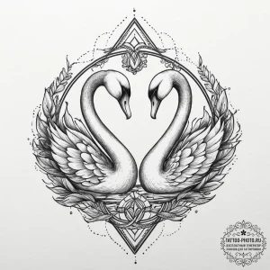Tattoo design: a pair of swans, sacred to lad... - эскиз тату (№1754517328_0, 06.08.2025 21:55) — tattoo-photo.ru