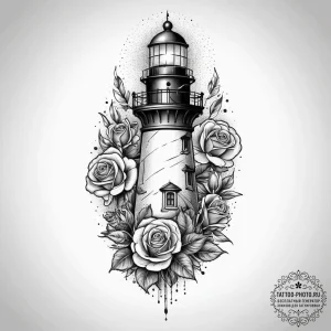 Tattoo design a lighthouse with its light sou... - эскиз тату (№1754518754_0, 06.08.2025 22:19) — tattoo-photo.ru