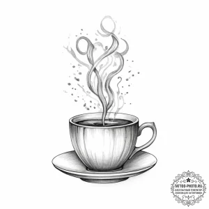 Tattoo sketch a warm cup of coffee or tea, wi... - эскиз тату (№1754519354_0, 06.08.2025 22:29) — tattoo-photo.ru