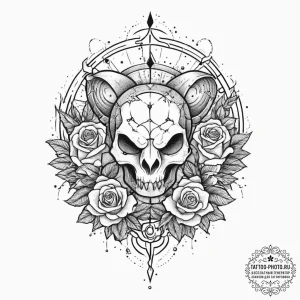 Tattoo design a zodiac animal emerging from a... - эскиз тату (№1754520355_0, 06.08.2025 22:45) — tattoo-photo.ru