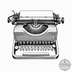 A close-up of a typewriter's keys, showing th... - эскиз тату (№1754581341_0, 07.08.2025 15:42) — tattoo-photo.ru