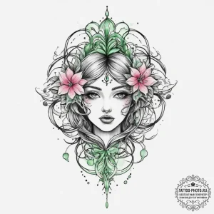 Tattoo sketch: watercolor splashes of pink, g... - эскиз тату (№1754582542_0, 07.08.2025 16:02) — tattoo-photo.ru