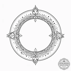 Tattoo design a circle enclosing a celestial... - эскиз тату (№1754583732_0, 07.08.2025 16:22) — tattoo-photo.ru