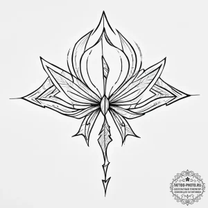 Tattoo design a stylized elven bow with a glo... - эскиз тату (№1754583930_0, 07.08.2025 16:25) — tattoo-photo.ru