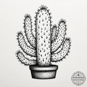 Cactus, tattoo sketch design, dotwork shading... - эскиз тату (№1754586151_0, 07.08.2025 17:02) — tattoo-photo.ru