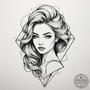 Tattoo sketch a geometric shape whose lines a... - эскиз тату (№1754587555_0, 07.08.2025 17:25) — tattoo-photo.ru