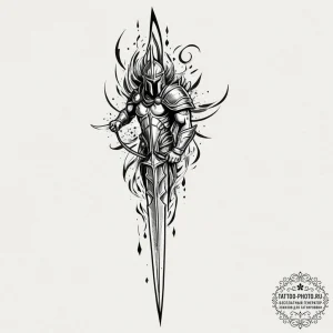 Tattoo sketch a spartan spear with an abstrac... - эскиз тату (№1754587758_0, 07.08.2025 17:29) — tattoo-photo.ru