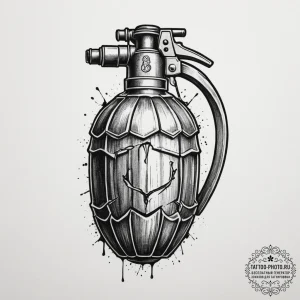 Grenade, ink illustration for tattoo, black o... - эскиз тату (№1754587957_0, 07.08.2025 17:32) — tattoo-photo.ru