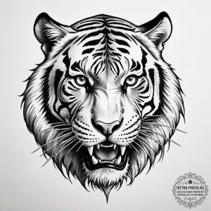 Saber-toothed tiger, artistic tattoo sketch,... - эскиз тату (№1754590942_0, 07.08.2025 18:22) — tattoo-photo.ru
