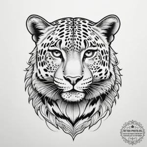 Leopard, concept art for tattoo, black and wh... - эскиз тату (№1754592152_0, 07.08.2025 18:42) — tattoo-photo.ru