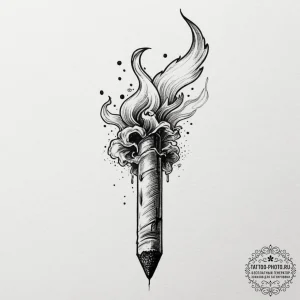 A burnt matchstick, smoke still curling from... - эскиз тату (№1754592713_0, 07.08.2025 18:51) — tattoo-photo.ru