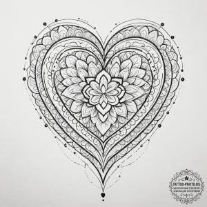Tattoo design a heart outlined in fine line,... - эскиз тату (№1754593108_0, 07.08.2025 18:58) — tattoo-photo.ru