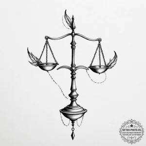 Tattoo sketch libra's scales, one side a geom... - эскиз тату (№1754593900_0, 07.08.2025 19:11) — tattoo-photo.ru