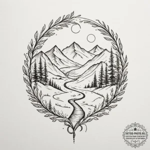 Tattoo design a winding path or road, symboli... - эскиз тату (№1754595483_0, 07.08.2025 19:38) — tattoo-photo.ru