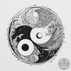 Tattoo sketch a yin and yang symbol with each... - эскиз тату (№1754597265_0, 07.08.2025 20:07) — tattoo-photo.ru