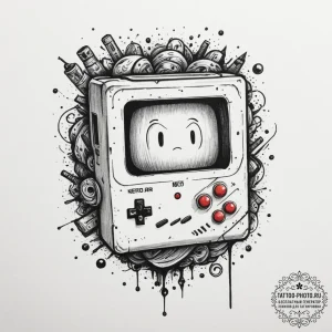 Tattoo design a cartridge of a classic video... - эскиз тату (№1754602728_0, 07.08.2025 21:38) — tattoo-photo.ru