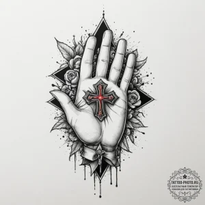 Tattoo sketch a hand protecting a small, vuln... - эскиз тату (№1754603352_0, 07.08.2025 21:49) — tattoo-photo.ru