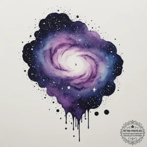 Tattoo sketch a deep indigo and purple waterc... - эскиз тату (№1754603956_0, 07.08.2025 21:59) — tattoo-photo.ru