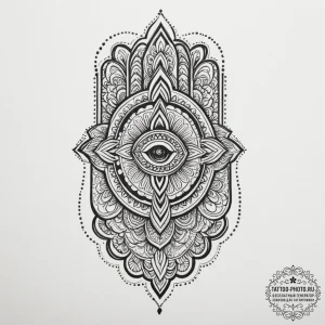 Hamsa, tattoo flash sheet design, dotwork sha... - эскиз тату (№1754604759_0, 07.08.2025 22:12) — tattoo-photo.ru