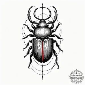Beetle, concept art for tattoo, black and red... - эскиз тату (№1754605565_0, 07.08.2025 22:26) — tattoo-photo.ru