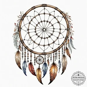 Tattoo sketch a dreamcatcher with a zodiac gl... - эскиз тату (№1754614826_0, 08.08.2025 01:00) — tattoo-photo.ru