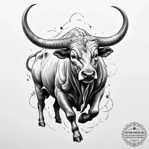 Tattoo design a detailed taurus bull in a pow... - эскиз тату (№1754615446_0, 08.08.2025 01:10) — tattoo-photo.ru