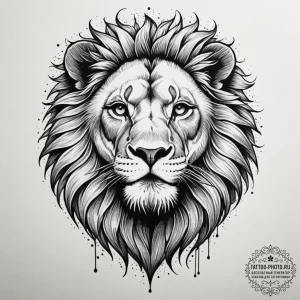 Tattoo sketch a majestic leo lion's face, bro... - эскиз тату (№1754616252_0, 08.08.2025 01:24) — tattoo-photo.ru
