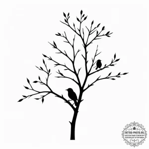 Tattoo design a silhouette of a tree branch w... - эскиз тату (№1754617868_0, 08.08.2025 01:51) — tattoo-photo.ru