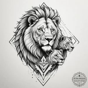 Tattoo design a powerful lion or bear protect... - эскиз тату (№1754618468_0, 08.08.2025 02:01) — tattoo-photo.ru