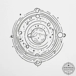 Tattoo design a celestial body (planet) with... - эскиз тату (№1754619877_0, 08.08.2025 02:24) — tattoo-photo.ru