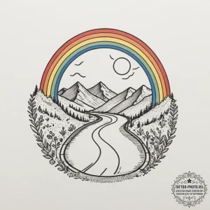 р сѓрѕр° р р°рґсѓрір° (rainbow, road, joy, un... - эскиз тату (№1754621290_0, 08.08.2025 02:48) — tattoo-photo.ru