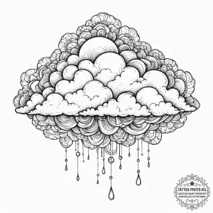 Tattoo sketch a tiny pixelated cloud linework... - эскиз тату (№1754621697_0, 08.08.2025 02:54) — tattoo-photo.ru