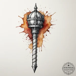Tattoo sketch a medieval mace with a simple,... - эскиз тату (№1754624542_0, 08.08.2025 03:42) — tattoo-photo.ru