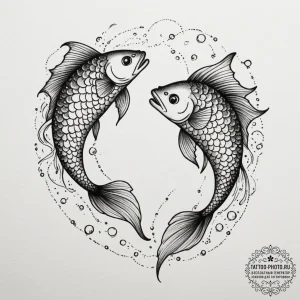 Tattoo design pisces fish in blackwork, with... - эскиз тату (№1754626150_0, 08.08.2025 04:09) — tattoo-photo.ru