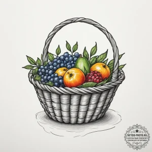 Tattoo sketch a delicate, woven basket patter... - эскиз тату (№1754626356_0, 08.08.2025 04:12) — tattoo-photo.ru