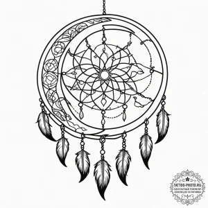 Tattoo design a crescent moon with a delicate... - эскиз тату (№1754628719_0, 08.08.2025 04:51) — tattoo-photo.ru