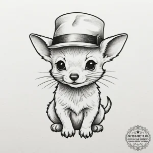 Tattoo sketch a tiny, cute animal wearing a s... - эскиз тату (№1754628914_0, 08.08.2025 04:55) — tattoo-photo.ru