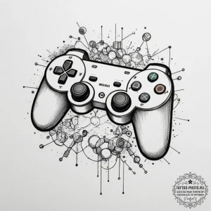 Tattoo sketch a deconstructed game controller... - эскиз тату (№1754629507_0, 08.08.2025 05:05) — tattoo-photo.ru