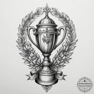 Tattoo sketch a championship trophy with intr... - эскиз тату (№1754631090_0, 08.08.2025 05:31) — tattoo-photo.ru