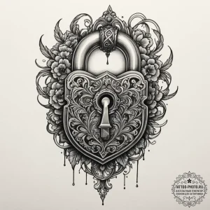 Tattoo sketch a stylized lock on one partner,... - эскиз тату (№1754631486_0, 08.08.2025 05:38) — tattoo-photo.ru