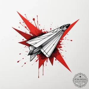 A paper airplane turning into a real plane, c... - эскиз тату (№1754633276_0, 08.08.2025 06:07) — tattoo-photo.ru