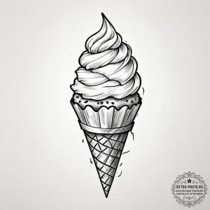 Tattoo design a tiny, stylized cupcake or ice... - эскиз тату (№1754634069_0, 08.08.2025 06:21) — tattoo-photo.ru