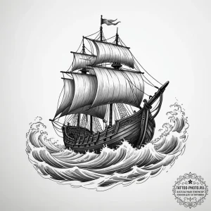 Tattoo design a stylized viking longship cutt... - эскиз тату (№1754634269_0, 08.08.2025 06:24) — tattoo-photo.ru