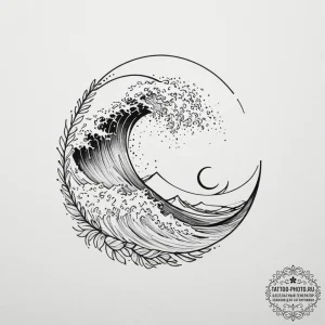 Tattoo sketch a minimalist wave cresting towa... - эскиз тату (№1754636252_0, 08.08.2025 06:57) — tattoo-photo.ru