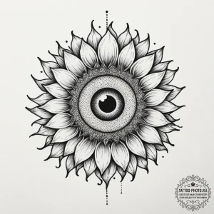 Tattoo sketch a sunflower with an eye at its... - эскиз тату (№1754636844_0, 08.08.2025 07:07) — tattoo-photo.ru